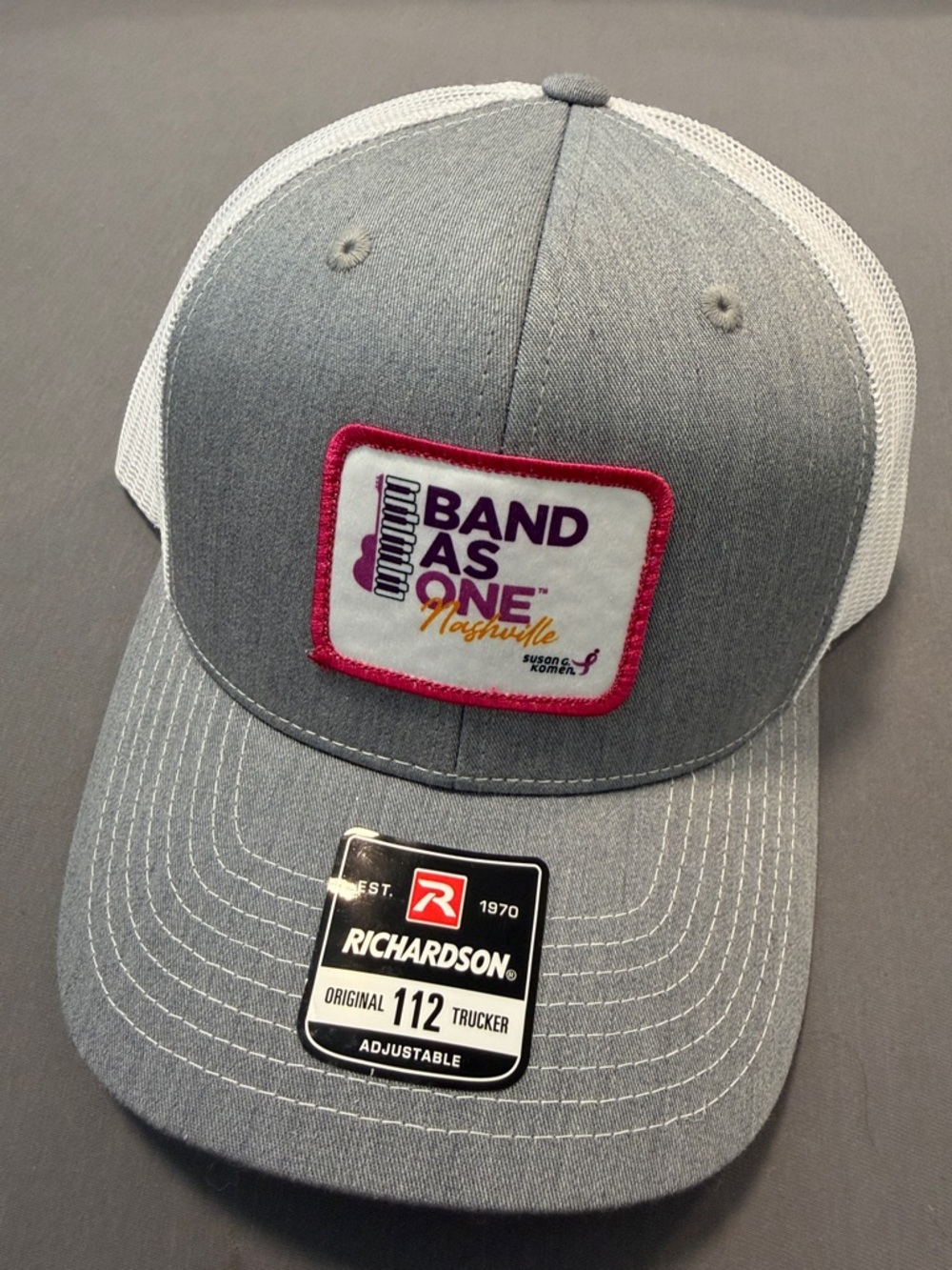 Richardson 112 Band As One Nashville Gray & White Mesh Trucker Hat OSFM